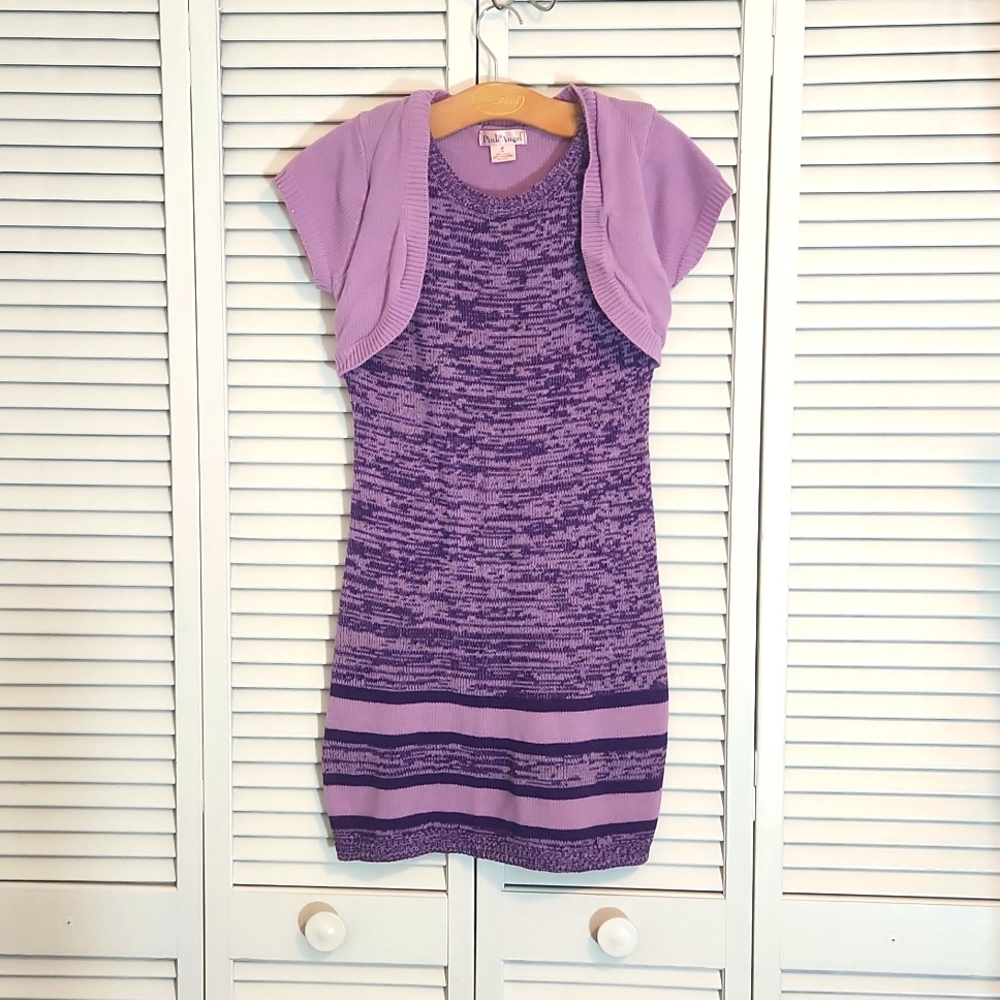 Girls Pink Angel Sweater Dress